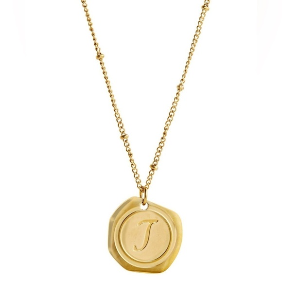 Savvy Cie Jewels 22k Plated Initial J Coin Pendant Necklace 18.5” - Picture 1 of 4